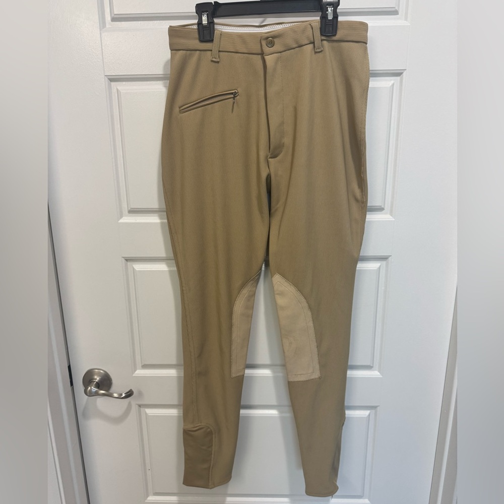 Devon Aire Ladies All-Pro Ribbed Riding Breeches Tan Size 28R Horse